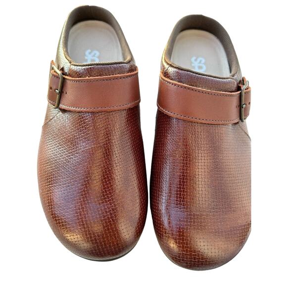 SAS Leather Clog Slip-On Loafer – Size 6.5 WW, Woven Brown, Comfort & Support - Picture 6 of 7